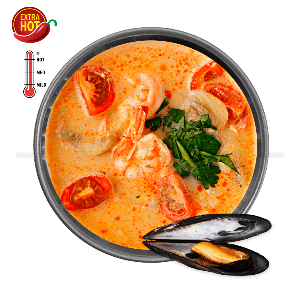 Tom Yum ar mīdijām un garnelēm - (450ml)